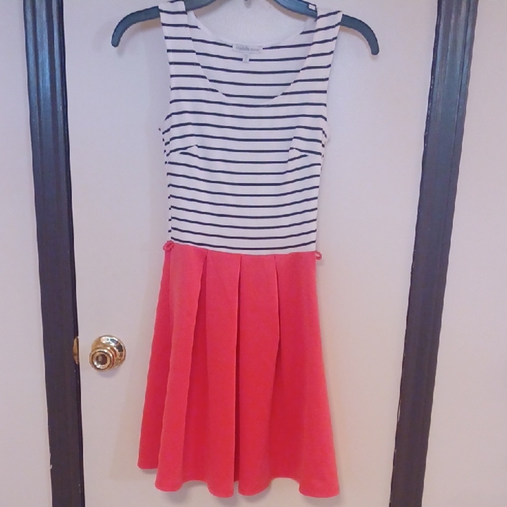 Charlotte Russe Black Striped and Coral Kids Dress